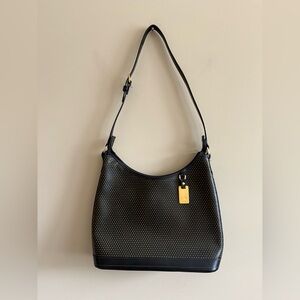 Dooney & Bourke Elegant Black and Gold Women's Bag, Vintage Cabrio Leather Hobo